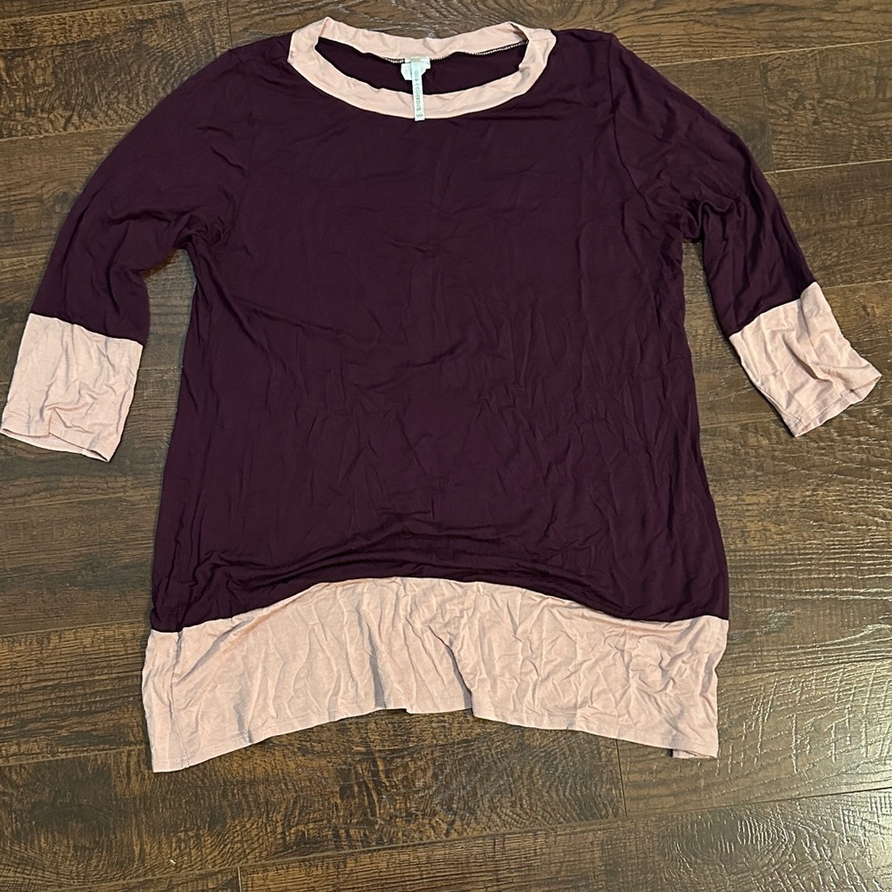 Moa Collection Women's Two-Tone Long Sleeve Top Size 2XL